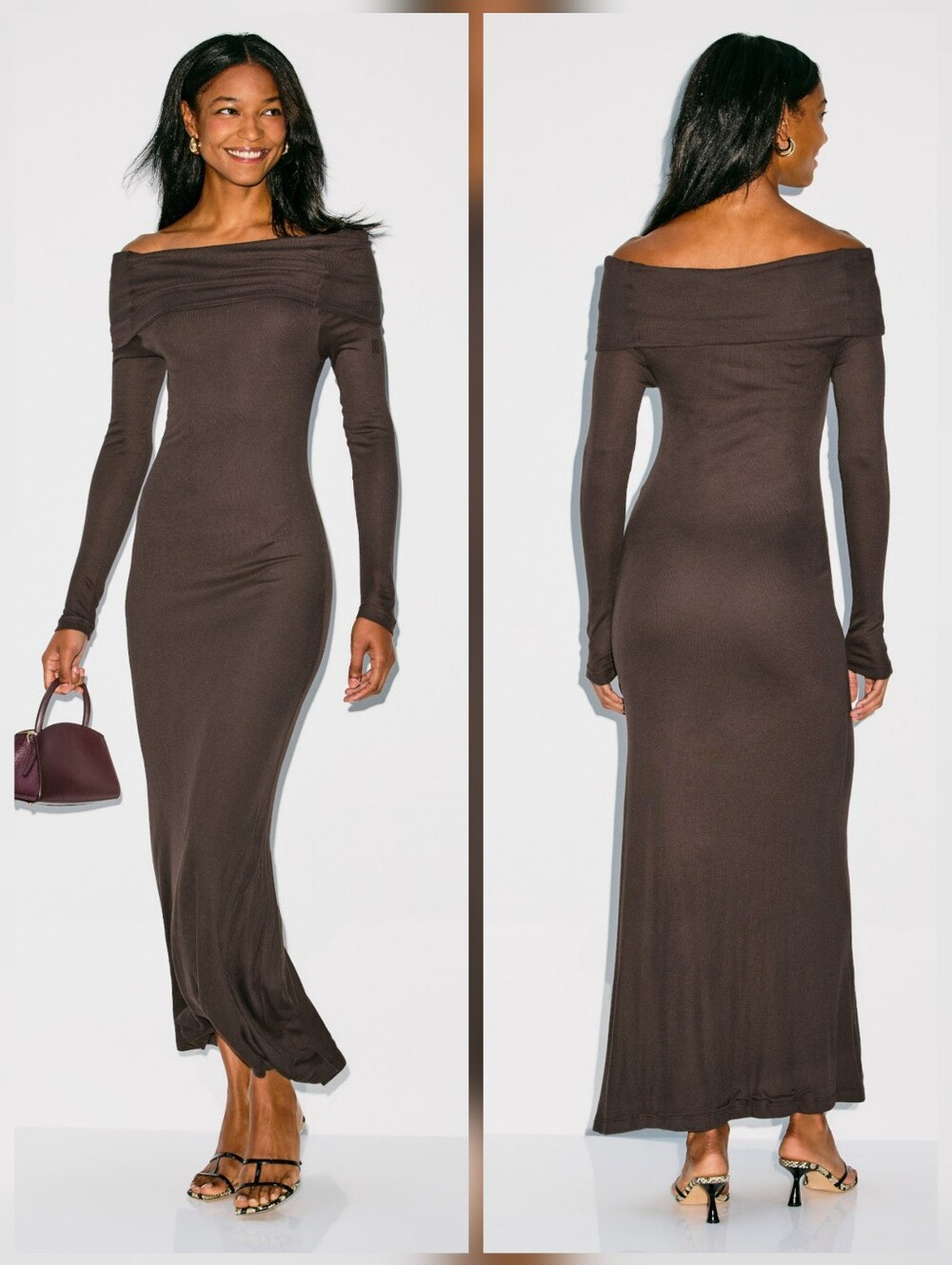 By Malene Birger Jytte Off The Shoulder Midi Dress Long Sleeve Size M